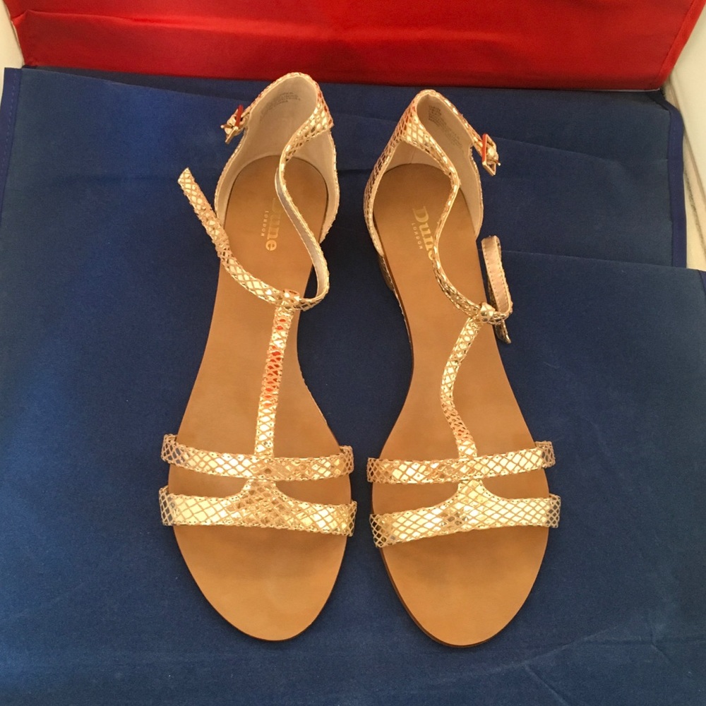 Gold leather gladiator wedge